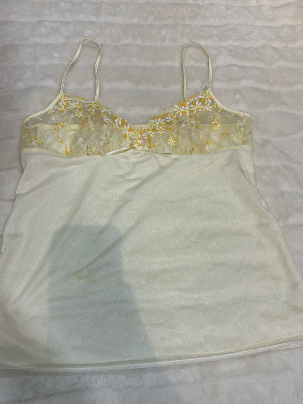 Vintage Cream Cami with Yellow Floral Lace